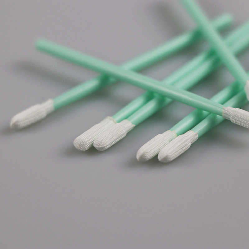 China Manufacture Industrial Green Handle Disposable Polyester Swabs For Electronics