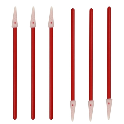 3" cotonete aguçado sem fiapos da espuma da sala de limpeza com punho vermelho