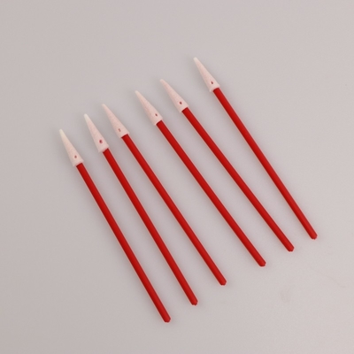 3" cotonete aguçado sem fiapos da espuma da sala de limpeza com punho vermelho