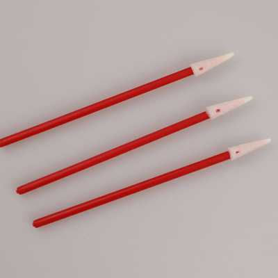 3" cotonete aguçado sem fiapos da espuma da sala de limpeza com punho vermelho