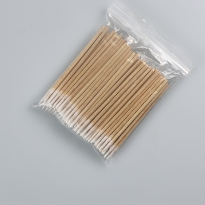 O algodão biodegradável aguçado da sala de limpeza do cotonete de algodão da vara de madeira brota para industrial