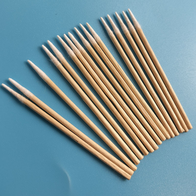 3" cotonete de algodão aguçado do micro sem fiapos de Bud Wooden Stick 1mm do algodão para a limpeza da fábrica