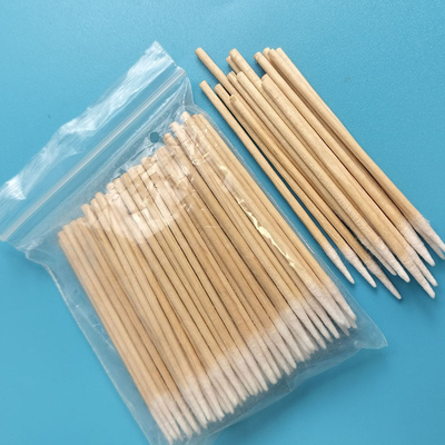 3" cotonete de algodão aguçado do micro sem fiapos de Bud Wooden Stick 1mm do algodão para a limpeza da fábrica