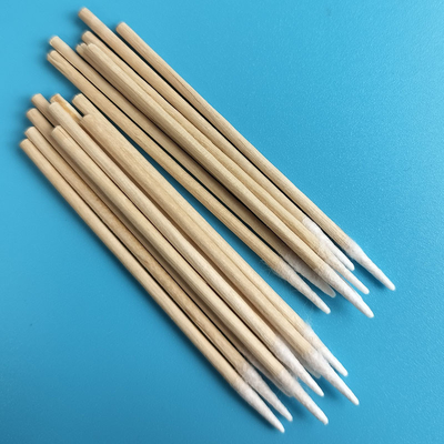 3" cotonete de algodão aguçado do micro sem fiapos de Bud Wooden Stick 1mm do algodão para a limpeza da fábrica
