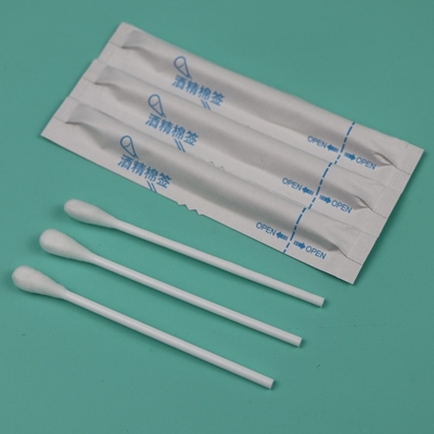 Manilha de plástico Pre-umedecido Qtips Medical de algodão Bud Swab aplicador com álcool