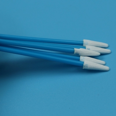 Lint livre de camadas duplas de poliéster de tricô Swab de ponta pequena de sala limpa com alça azul