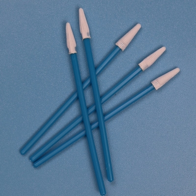 Lint livre de camadas duplas de poliéster de tricô Swab de ponta pequena de sala limpa com alça azul