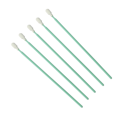 TX761 Lint Free Green Stick Optical Cleaning Polyester Swab ESD Swab de sala limpa
