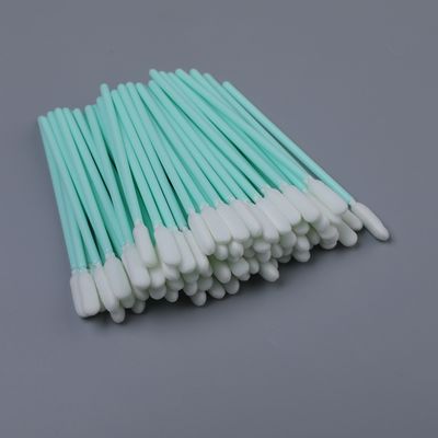 Cotonete redondo da limpeza da ponta da espuma de 6mm com punho verde resistente sem fiapos aplicador da limpeza da precisão comprimento 100mm