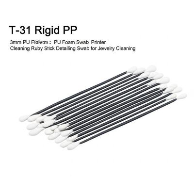 T-31 PP rígido Stick 3mm PU espuma Swab Impressora de limpeza Rubis Stick Swab detalhada para limpeza de jóias
