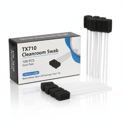 TX710 Esfregão de sala limpa com 110 mm de comprimento 100PCS Esfregões de espuma de espuma de célula aberta em preto e branco