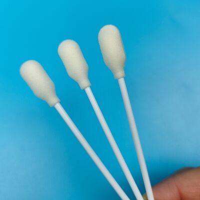 Cobertura de espuma de bastão de papelão branco descartável Espuma de espuma de bastão de algodão para testes médicos