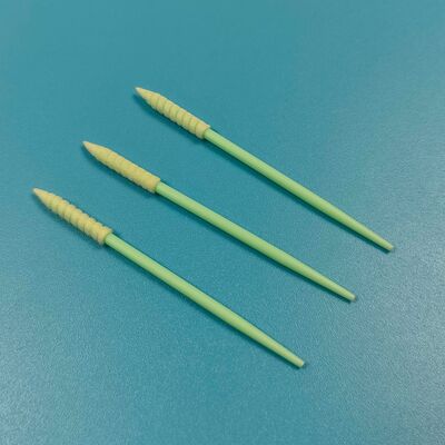 752 verde pp vara cotonete sem fiapos mini espiral pontiaguda esponja detalhando cotonete de espuma de limpeza de precisão para sala limpa