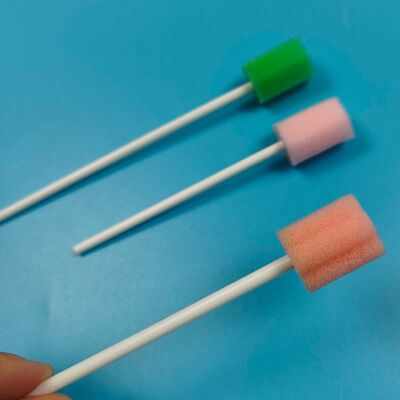 Swab de Limpeza Bucal com Haste de PP Branco Embalado Individualmente, Higiene, Esponja de Cuidado Oral em Forma de Flor, Swab de Limpeza de Dentes