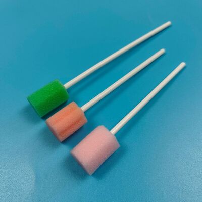 Swab de Limpeza Bucal com Haste de PP Branco Embalado Individualmente, Higiene, Esponja de Cuidado Oral em Forma de Flor, Swab de Limpeza de Dentes