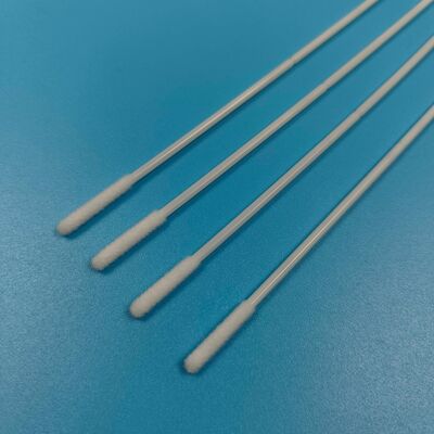 Swab nasal com haste forte de ABS embalado individualmente, estéril e com ponta de nylon flocada para coleta de amostras de gripe e boca
