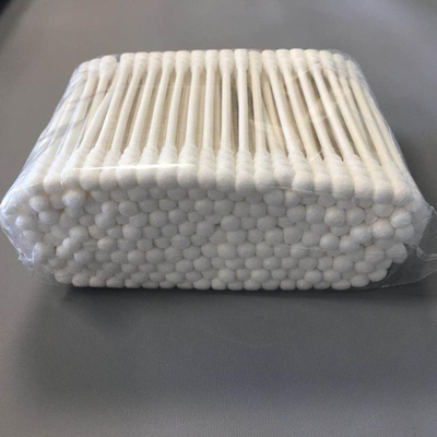 Cabeça redonda do cotonete branco de papel do botão do algodão do punho para a limpeza cosmética