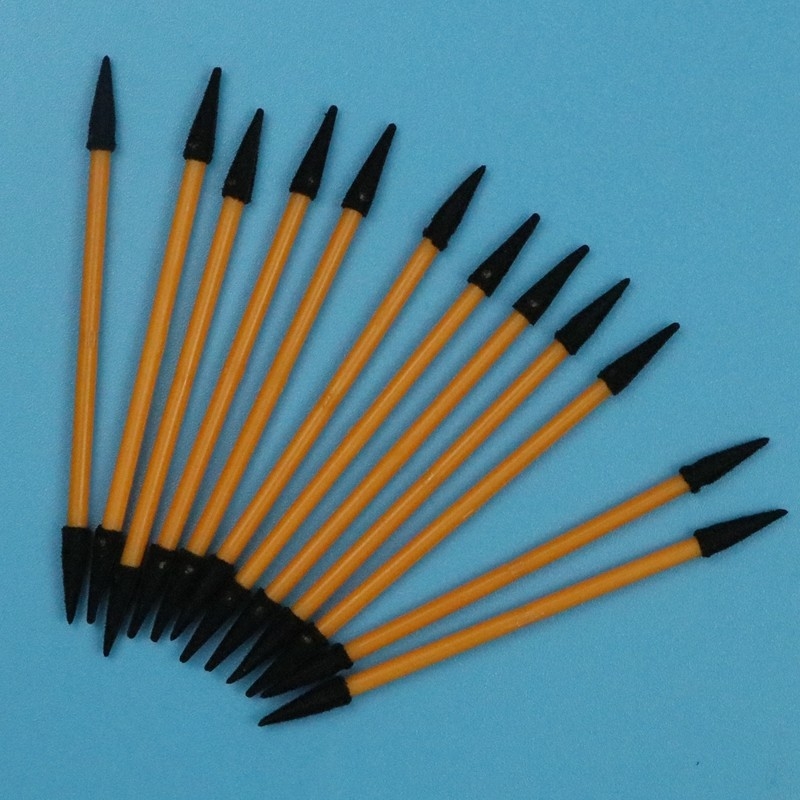TX750 Lint Free Orange Handle Mini Pointed Sponge Stick Double Ended Small Cleanroom Foam Swab para limpeza detalhada