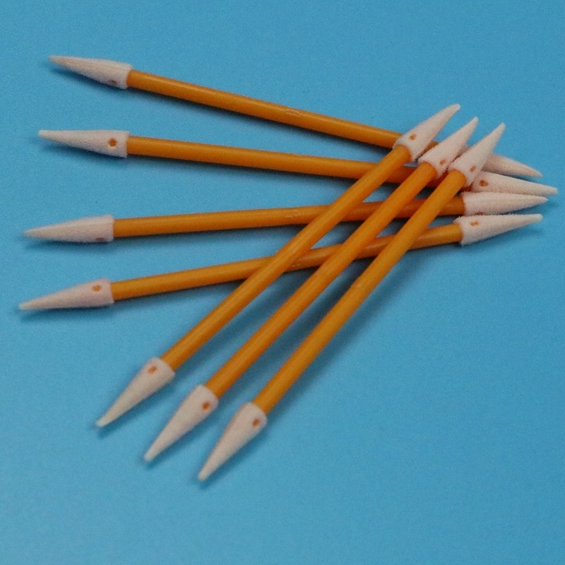 TX750 Swab de mini-esponja de ponta dupla comprimida de sala limpa pequena com espuma detalhada com bastão laranja