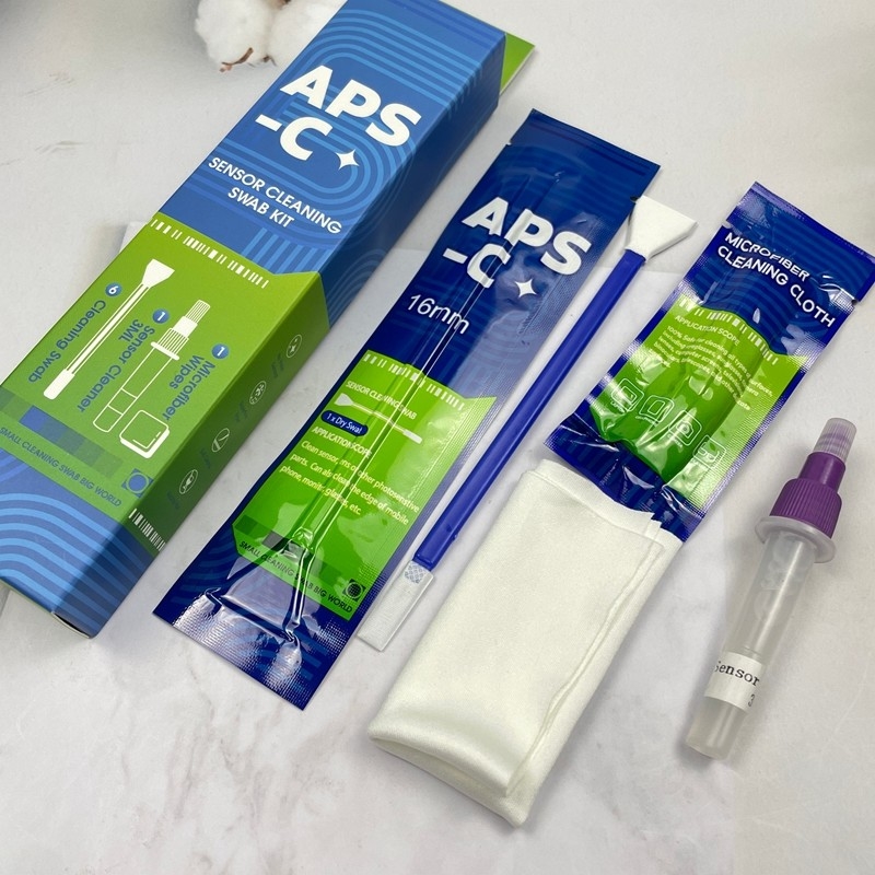 Kit de limpeza de sensor de câmera APS-C de 16 mm 3 em 1 Esfregões embalados individualmente Ferramentas de limpeza CMOS / CCD