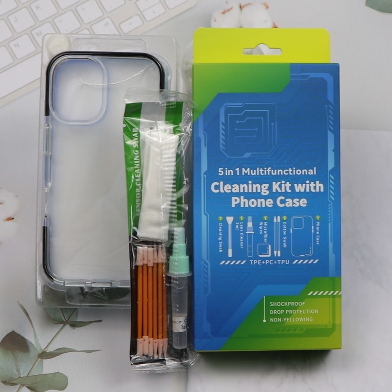 5 em 1 Limpeza de telefone Kit de limpeza de tela de espuma pequena Kit de limpeza de telefone com caixa de telefone