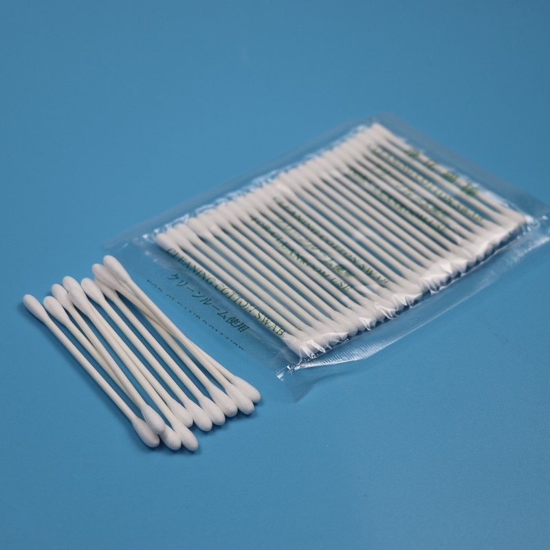 CA-002 Qtips de duas extremidades ecológicas de limpeza industrial de algodão de baunilha de sala limpa de algodão