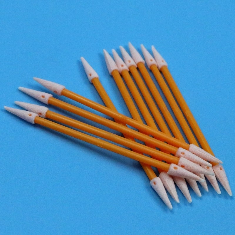 Lint Free Orange Stick Double Ended Spiked Sponge Swab detalhado de espuma de sala limpa