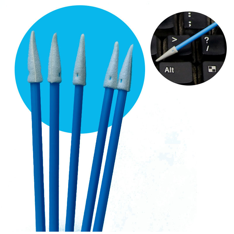 TX750 Ultra Low Lint Mini Pointed Cleanroom Sponge Swab detalhado ESD Swab de espuma para limpeza de precisão