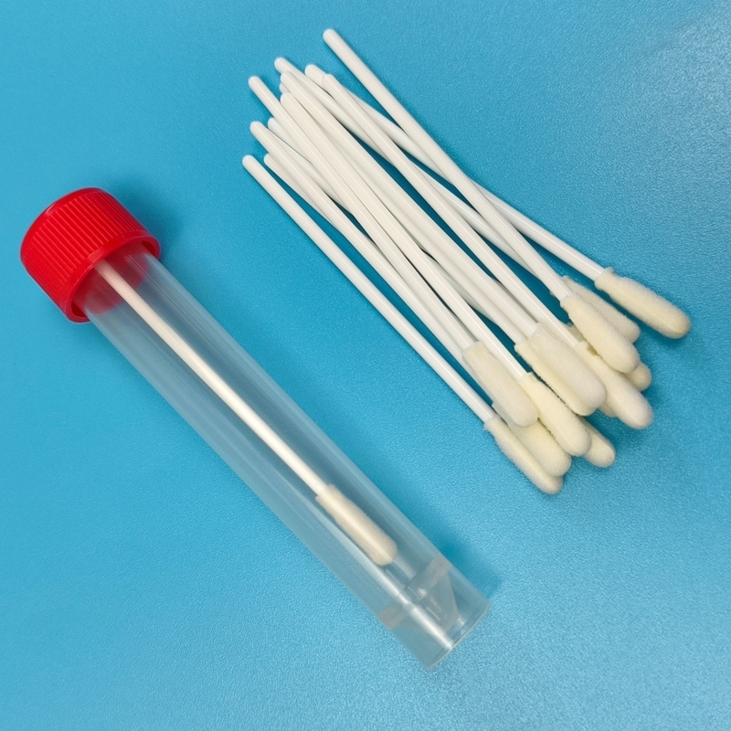 Haste de PP de 8cm com ponta de espuma estéril com tubo para amostragem ambiental de superfícies para laboratório