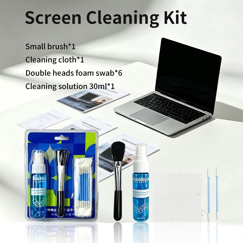 4 em 1 Limpador de tela portátil Lentes de limpeza de microfibra Limpezas de escova macia Kit de limpeza de tela Kit de limpeza de lentes Kit de limpeza de laptop Kit de limpeza