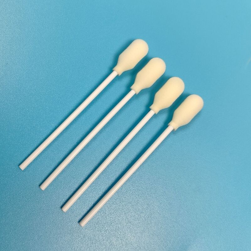 Cobertura de espuma de bastão de papelão branco descartável Espuma de espuma de bastão de algodão para testes médicos